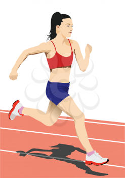 The running woman. Track and field. Vector 3d illustration