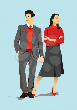 Couples of young man and woman. 3d vector illustration