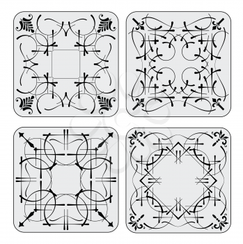 Decorative finishing ceramic tiles. B&W  illustration