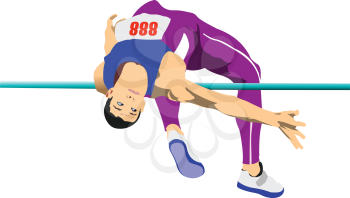 Man high jump. Sport. Track and field. Vector 3d illustration