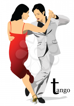 Couple dancing a tango. 3d vector illustration