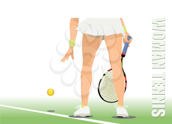 Woman Tennis player. Colored Vector 3d illustration for designers