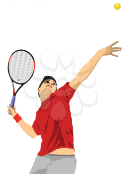 Man Tennis player. Colored Vector 3d illustration for designers