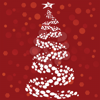Royalty Free Clipart Image of a Christmas Tree on a Red Background