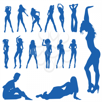 Royalty Free Clipart Image of Posing Women