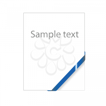 Royalty Free Clipart Image of an Empty Page With a Blue Ribbon in the Corner