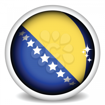 Royalty Free Clipart Image of a Bosnia and Herzegovina Flag Button