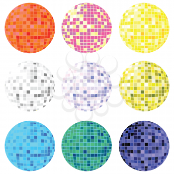 Royalty Free Clipart Image of a Collection of Disco Balls