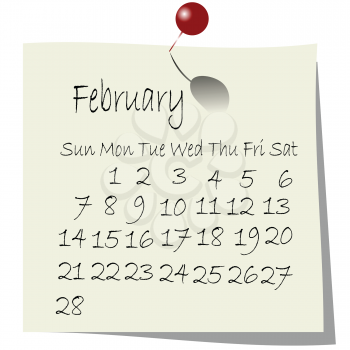 Royalty Free Clipart Image of a Calender For February