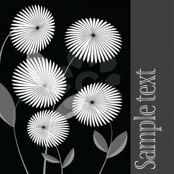 Royalty Free Black and White and Grey Floral Card
