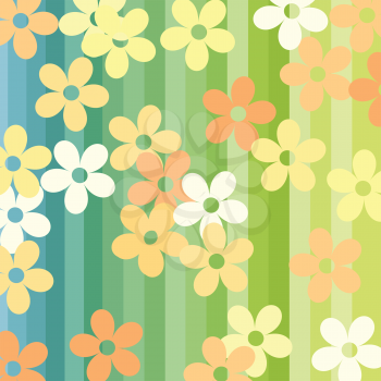 Royalty Free Clipart Image of Flowers and Stripes