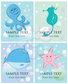 Royalty Free Clipart Image of a Marine Life Collection