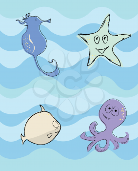 Royalty Free Clipart Image of Ocean Life