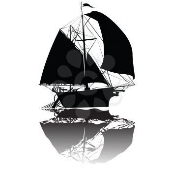 Royalty Free Clipart Image of an Old Fishing Ship