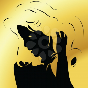 Royalty Free Clipart Image of a Girl With Golden Hair