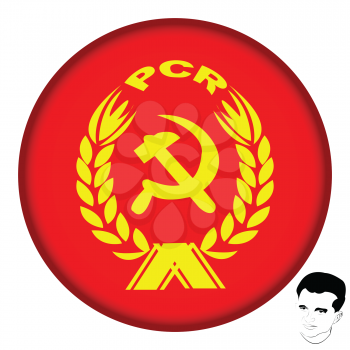 Royalty Free Clipart Image of the Romanian Communist Party Icon and a Portrait of Nicolae Ceausescu