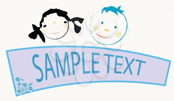 Royalty Free Clipart Image of Smiling Children With a Banner