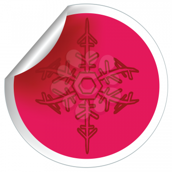Royalty Free Clipart Image of a Peeled Snowflake Sticker