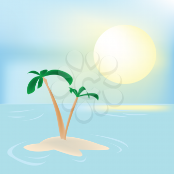 Royalty Free Clipart Image of an Island in the Ocean