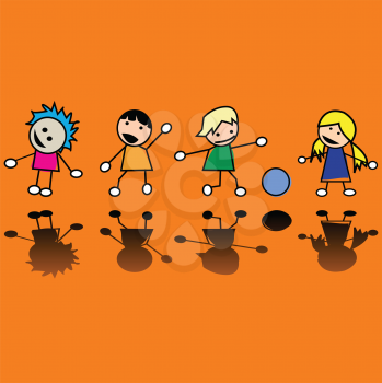 Royalty Free Clipart Image of Little Children Playing 