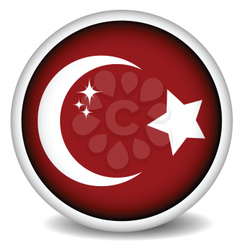 Royalty Free Clipart Image of a Turkish Flag Button