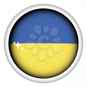 Ukranian sphere flag button, isolated vector on white