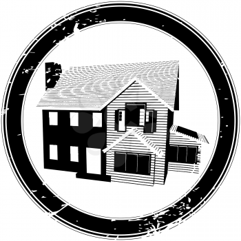 Royalty Free Clipart Image of a Stamp With a House