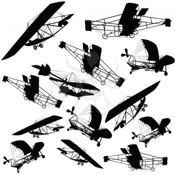 Royalty Free Clipart Image of Vintage Silhouette Planes