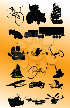 Royalty Free Clipart Image of a Transportation Collection