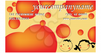 Royalty Free Clipart Image of a Business Card With Children's Faces