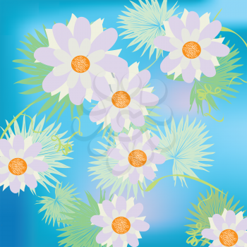 Royalty Free Clipart Image of Flowers Surrounded By Blue