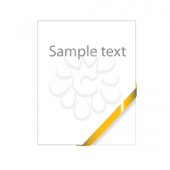 Royalty Free Clipart Image of a Blank Page With a Yellow Ribbon in the Corner