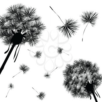 Royalty Free Clipart Image of Dandelions Blowing
