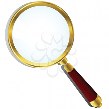 Royalty Free Clipart Image of a Magnifying Glass With a Gold Frame