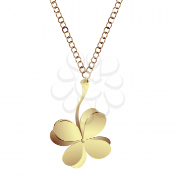 Royalty Free Clipart Image of a Golden Clover Pendant