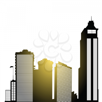Royalty Free Clipart Image of a City at Sunrise
