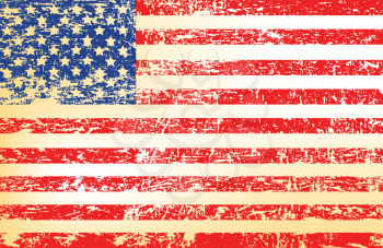 Royalty Free Clipart Image of a Worn United States Flag