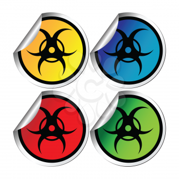 Radiation warning stickers against white background