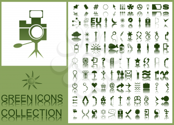 Collection of green icons for web design