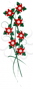 Floral arangement, red flowers bouquet over white background