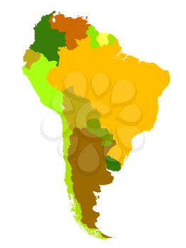 South America map against white background