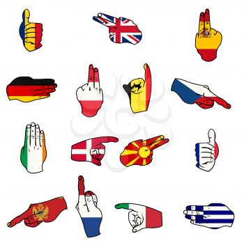 Stylized hands with flags of Europe