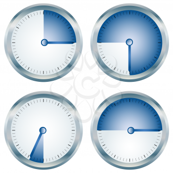 Glossy blue timers collection over white