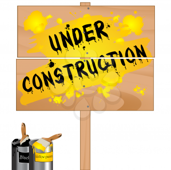 Under construction wood pannel sign
