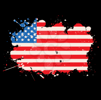 USA grunge flag over black background