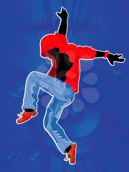Graphic of a dancing boy, abstract art