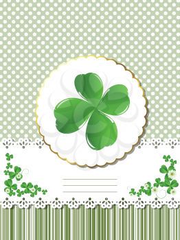 Decorative card  for St.Patrick's Day with four leaves clover and room for text.