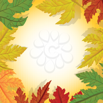 Forest leaves frame, border. No mesh or transparencies used for this illustration.