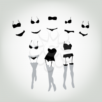 Lingerie sales concept, women stockings silhouettes
