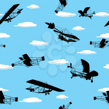 Seamless wallpaper background with vintage plane silhouettes